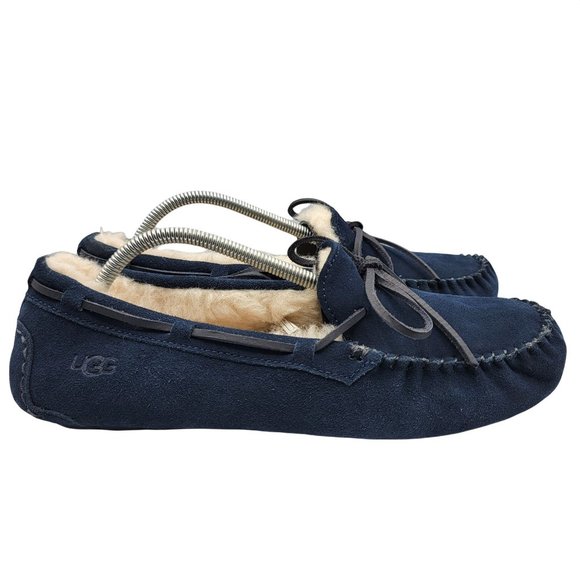 UGG Australia Olsen Suede Moccasins Blue Navy Lined Loafers Men’s 10 1003390